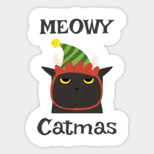 Meowy Catmas. Cute Cat Lover Merry Christmas design. Sticker